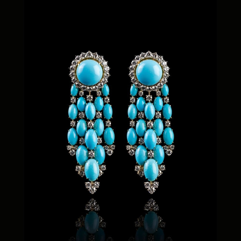 Augusta, Hard stone and diamond earrings